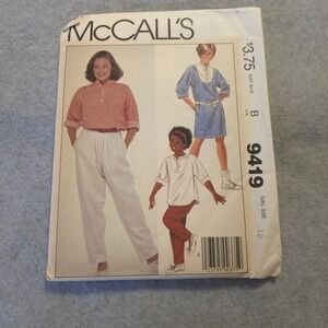 Vintage McCall's 9419 Girls Top Pants Tunic Dress Pattern Size 12 UNCUT 1980s